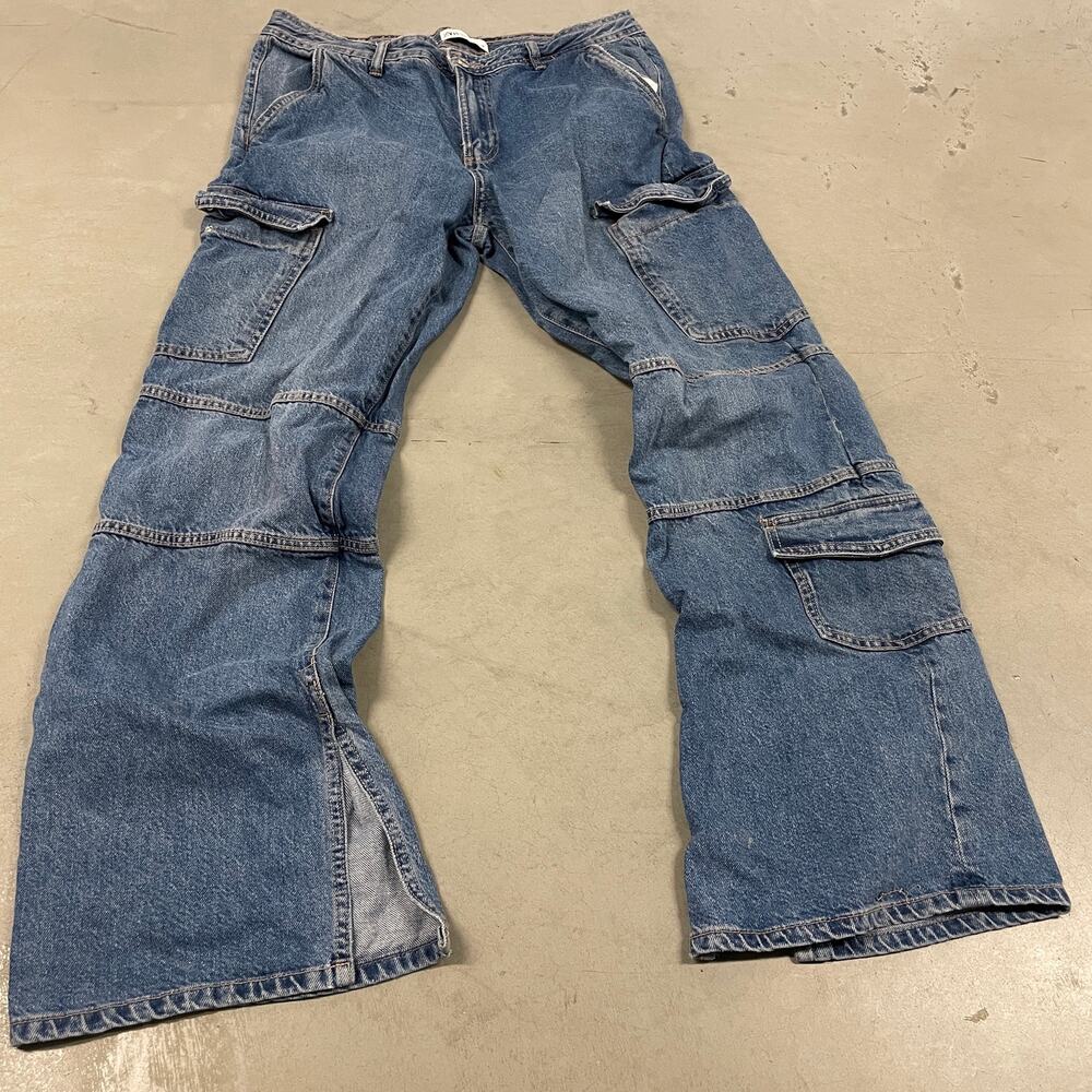 y2k Zara flared cargo jeans 34x32